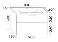 Тумба с раковиной Burgbad Eqio 830х490х645 подвесная, 2 ящика, серый SEYQ083F2010C001