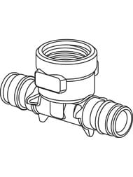 Тройник соединительный Uponor Q&E с внутренней резьбой 16-1/2"BP-16, DR-латунь 1047885