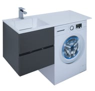Тумба с раковиной Aquanet Алвита 120 L (1200х526х480) левая, подвесная, 2 ящ., серый антрацит 243777