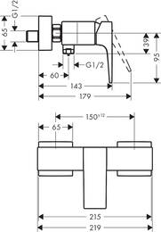 Смеситель Hansgrohe Metropol 32560670 для душа однорычажный, настенный, черный матовый