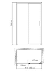 Душевая дверь WasserKRAFT Tauber (Таубер) 1200x2000 стекло прозрачное/профиль никель 64S05 — изображение 3