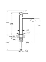 Смеситель Vitra Origin для умывальника высокий, никель шлифованный A4255734