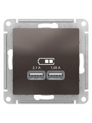 Розетка Systeme Electric ATLASDESIGN USB 5В 1 порт x 2,1А 2 порта х 1,05А механизм мокко ATN000633