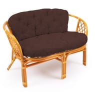 Диван Багама (1200х650х750) 2-х местный, подушки коричневые, обычные твил, ротанг, коньяк