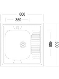 Мойка накладная Ukinox Standart 600х600 матовая нерж. сталь 0,5мм, слив 1 1/2, STD 600.600 ---5C 0LS