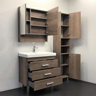 Зеркало-шкаф COMFORTY Никосия-80 (800х800х130) подвесной, дуб темный 00-00007619