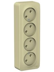 Розетка Systeme Electric BLANCA О/У 4-ая без заземл. ИЗОЛ.ПЛ., 16А, 250В, БЕЖЕВЫЙ BLNRA000417
