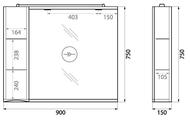 Зеркальный шкаф BelBagno MARINO 900х150х750 подсветка LED, левый MARINO-SPC-900/750-1A-BL-P-L