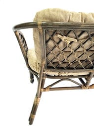 Диван Багама (1200х650х750) 2-х местный, подушки светлые шенил, ротанг, олива