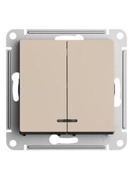 Выключатель Systeme Electric ATLASDESIGN 2-клавишный с подсветкой схема 5а 10АХ песочный ATN001253