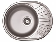 Мойка врезная Ukinox Favorit 570х450 декор. нерж.сталь 0,8мм, слив 3 1/2, FAL570.450 -GT8K 2L