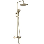 Душевая система AQUAme с терм. и изливом, O250, лейка 3 реж, высота 1100-1500мм, Glossy gold AQM8008GG