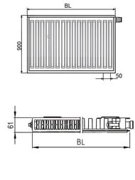 Радиатор стальной KERMI Тип 11 ВШГ 900х400х61 нижнее правое подключение 3/4", 770 Вт FTV110900401R2Y