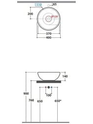 Раковина Globo Arredo Wood (400х140) накладная, без отверстия под смеситель, белая LAT41BI