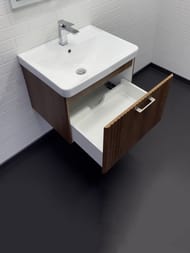 Тумба COMFORTY Ангара-60П (610х460х470) подвесная, с раковиной, дуб тёмно-коричневый 00-00021035