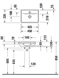 ���������� ��������� Duravit D-Neo 450�335 ��� ��������, ���. ��� ���������, ����� 0738450041