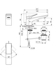 Смеситель для раковины Ideal Standard CONCA BC753AA однозахватный, с донным клапаном, хром