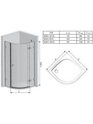 ������� ������ RAVAK BRILLIANT BSKK3-80R (795�795�1950) ��������� �����, ������, ����+Transparent