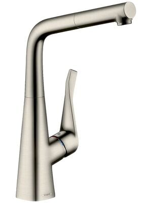 Смеситель Hansgrohe Metris M71 для кухни 320мм вытяжной излив 1 тип струи сталь 14821800