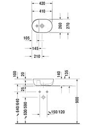 Раковина Duravit Luv 420х270 шлифованная, серая матовая, выпуск с керамической крышкой 0381422300