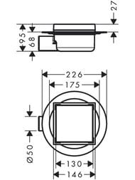 Hansgrohe RainDrain Spot Точечный слив с решеткой 15х15 см под плитку 56112800