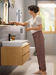 Смеситель для раковины Hansgrohe Rebris E 72557670 однозахват., дон. клапан, излив 109мм, мат.черный — миниатюра 3