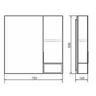 Зеркало-шкаф COMFORTY Франкфурт-75 (730х800х160) подвесной, дуб шоколадно-коричневый 00004151044