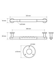 Поручень Bemeta Omega 104507661 300мм, настенный, цвет: хром/черный