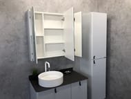 Зеркало-шкаф COMFORTY Сорренто-90 (880х800х150) подвесной, светло-серый 00-00001968
