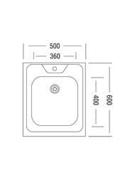 Мойка накладная Ukinox Standart 500х600 матовая нерж. сталь 0,5мм, слив 1 1/2, STD 500.600 ---5C 0C-