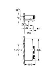Смеситель Grohe Grohtherm SmartControl 34718000 термостат для ванны с изливом и полочкой, хром