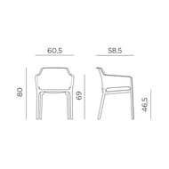 Стул NARDI Net (60,5x58,5x80) с подлокотникамии с подушкой, серый