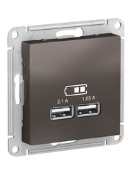 Розетка Systeme Electric ATLASDESIGN USB 5В 1 порт x 2,1А 2 порта х 1,05А механизм мокко ATN000633