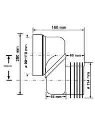 Соединение для WC McAlpine смещение 100мм, 110мм с манжетой, L160мм, белое WCLO-10 — миниатюра 2