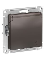 Розетка Systeme Electric ATLASDESIGN с заземлением со шторками с крышкой 16А IP20 мокко ATN000646