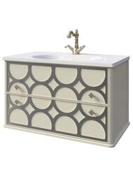 Тумба под раковину Caprigo Каприс 80 bianco antico/silver 814х463х455 подвес., 2ящ. 25112-011/silver