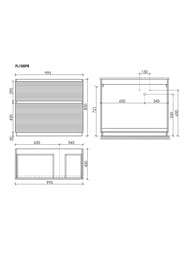 Тумба под раковину Sancos Folk Floor FL100FRES 995х445х850 напольная, правая, 2 ящика, Ergraut soft