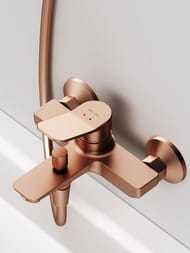 Смеситель AM.PM X-Joy F85A10044 для ванны/душа, настенный, однозахватный, фикс. излив розовое золото