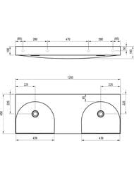 Умывальник двойной RAVAK LITE 1200 (1200х450х100) без отв. под смесит, без перел, белый XJX01312001