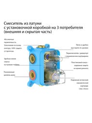 Смеситель для ванны/душа Aquatek Оберон AQ1247CR встраиваемый, 3 режима, однозахватный, цвет: хром