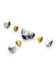 Тройник Tiemme для медной трубы, 15х15х15мм обжим, хром,   1130012 (1107C151515CZ) — миниатюра 5
