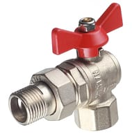 Кран угловой с американкой 1"ВН VALTEC BASE красная бабочка VT.228.N.06 — миниатюра 1