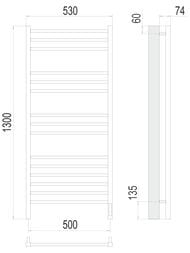Полотенцесушитель TERMINUS Сицилия П15 (ШВ 530x1300) электр, sensor quick touch, нерж.сталь 180Вт