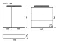 Зеркальный шкаф SANCOS Hilton Z800 (800x148х740) LED подсветка, розетка, анод. алюминий, цвет: белый
