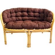 Диван Багама (1200х650х750) 2-х местный, подушки коричневые, полные твил, ротанг, мёд