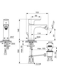 Смеситель для биде Ideal Standard Connect Air A7030AA с металлическим донным клапаном