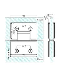 Петли Hinge Ntx Glass-glass 180 chrome out 208948