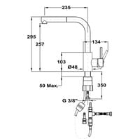 Смеситель для кухни TEKA ARN 938 CHROME однозахватный,высокий,поворотный излив,душ,хром 116020002 — изображение 2