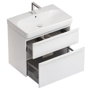 Geberit Smyle Square Тумба с раковиной 75 см, белый глянец + Зеркальный шкаф, подсветка 529.353.00.7