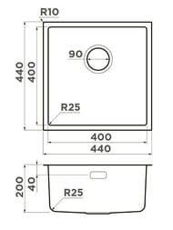 ����� Omoikiri TADZAVA 44-U-IN Quadro (440�440�200) ����������� ������, ����������� ����� 4993509